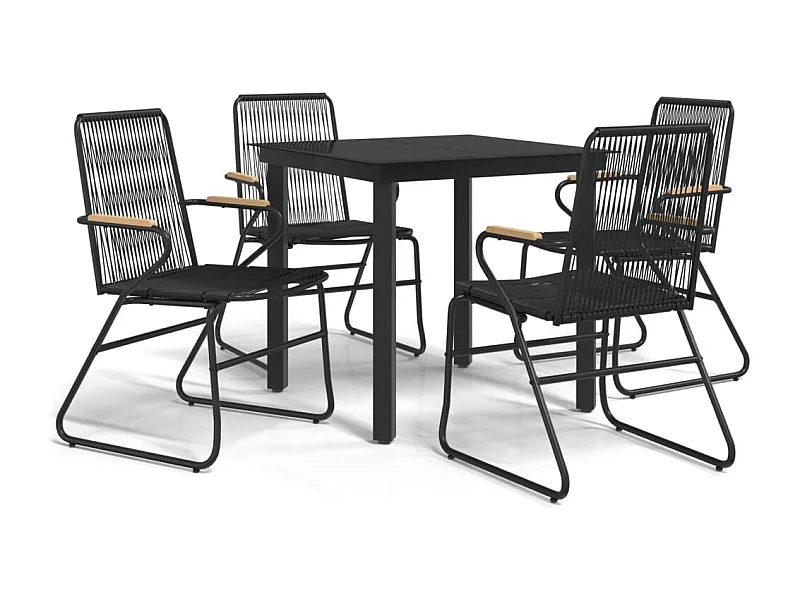 Claudine  5-delige Tuinset PVC-rattan zwart