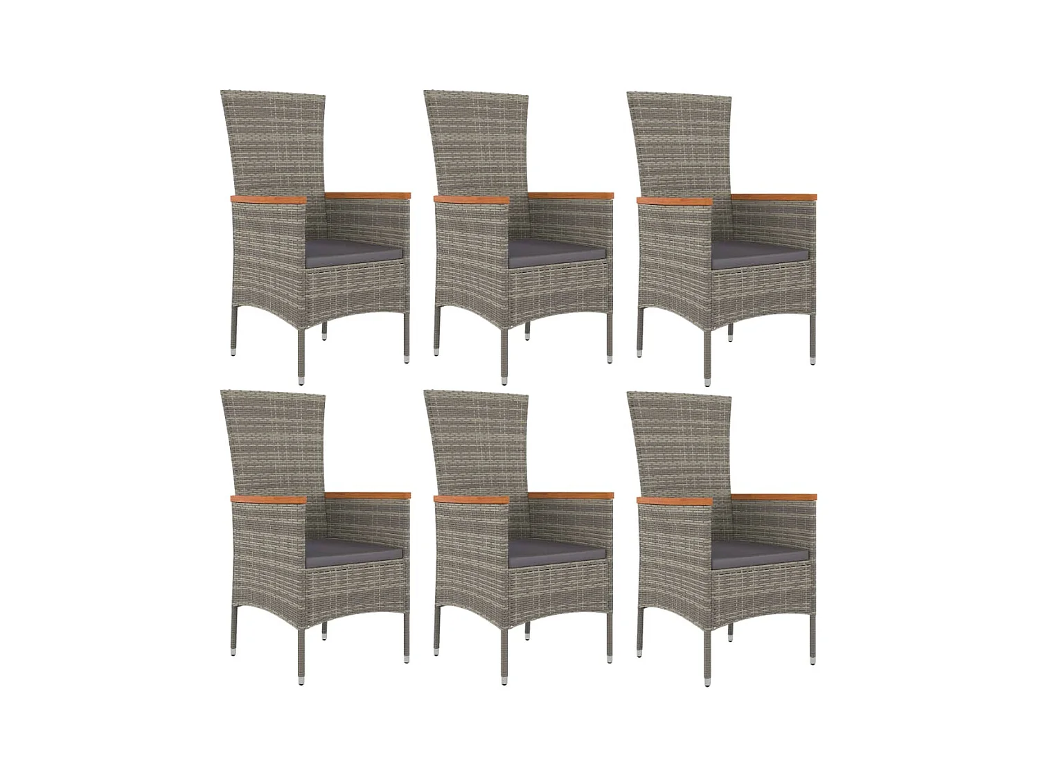 Cape May  Ensemble à manger de jardin et coussins 7 pcs gris rotin