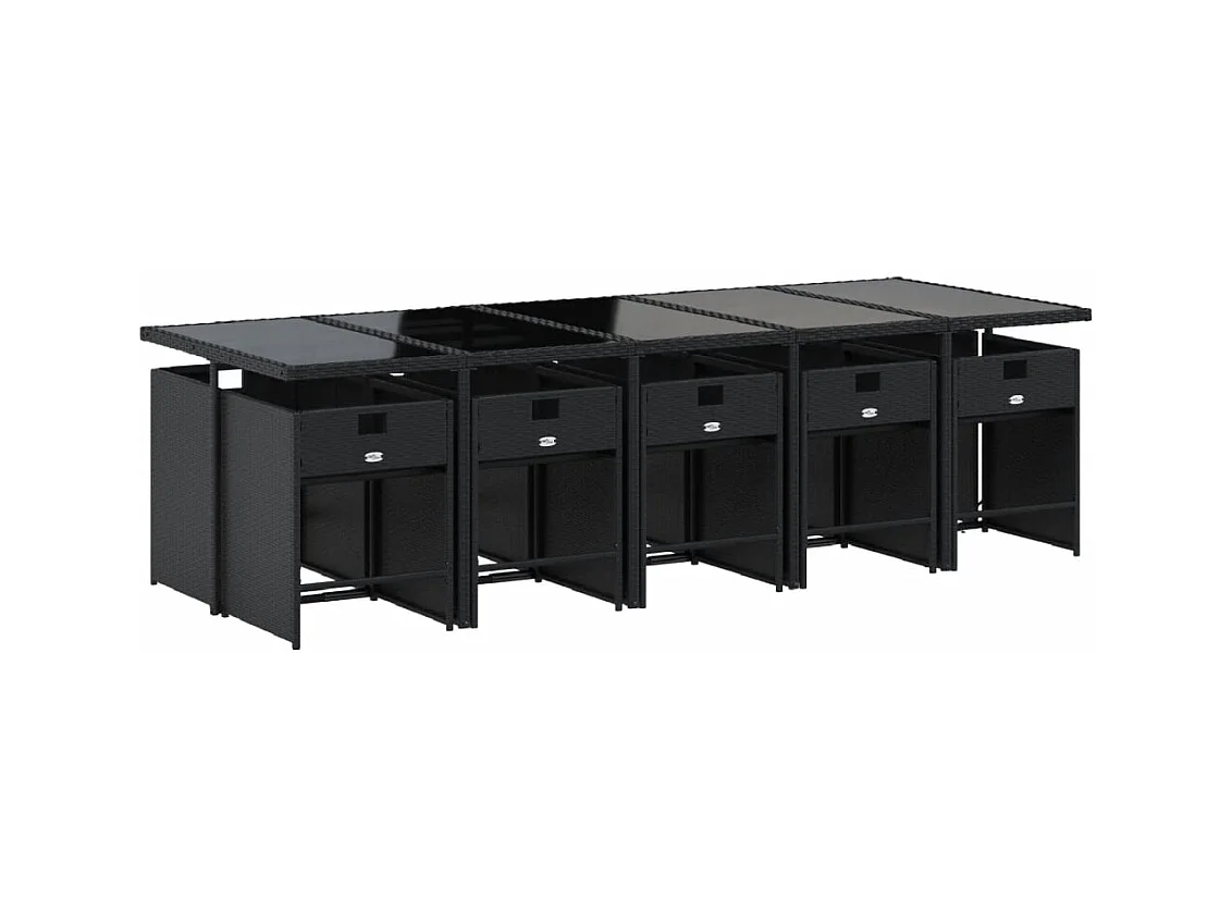 Zele  11-delige Tuinset met kussens poly rattan zwart