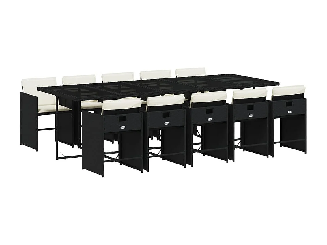 Zele  Ensemble à manger de jardin 11 pcs coussins noir résine tressée