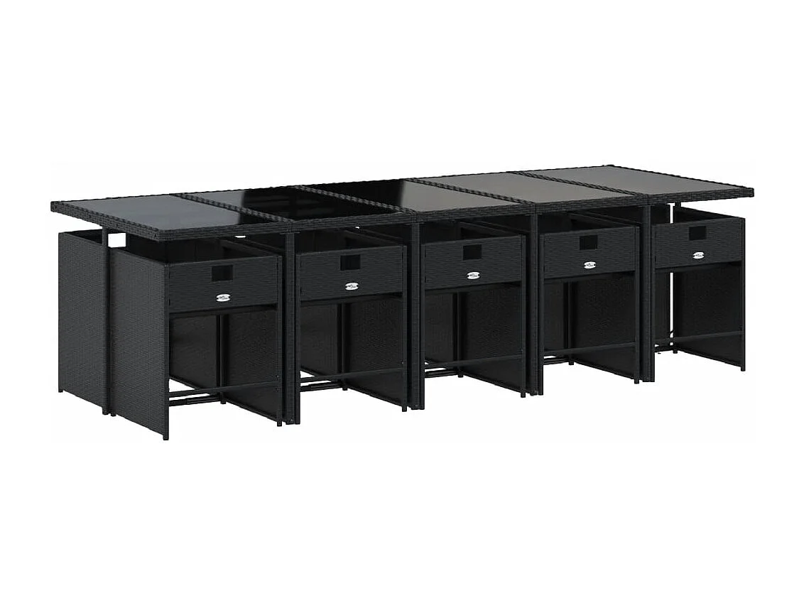 Zele  Ensemble à manger de jardin 11 pcs coussins noir résine tressée