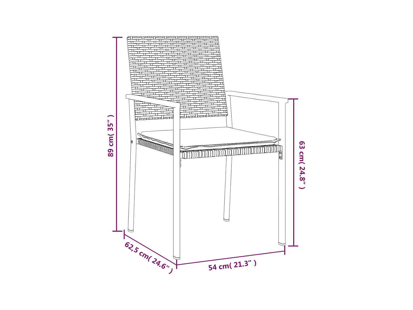Timothy Scott  Ensemble à manger de jardin 7 pcs coussins résine tressée acier