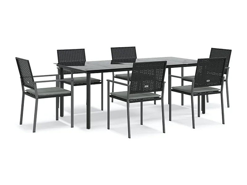 Timothy Scott  7-delige Tuinset met kussens poly rattan en staal