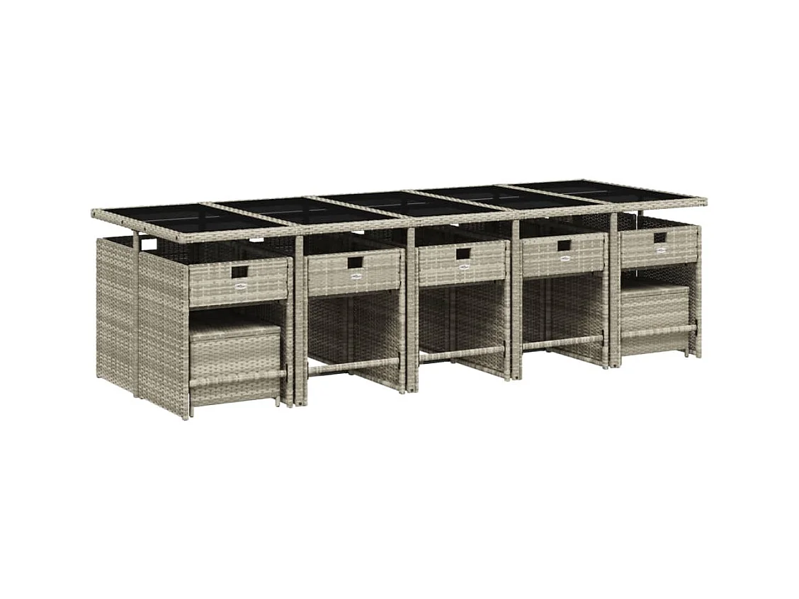 Enfield  15-delige Tuinset met kussens poly rattan lichtgrijs