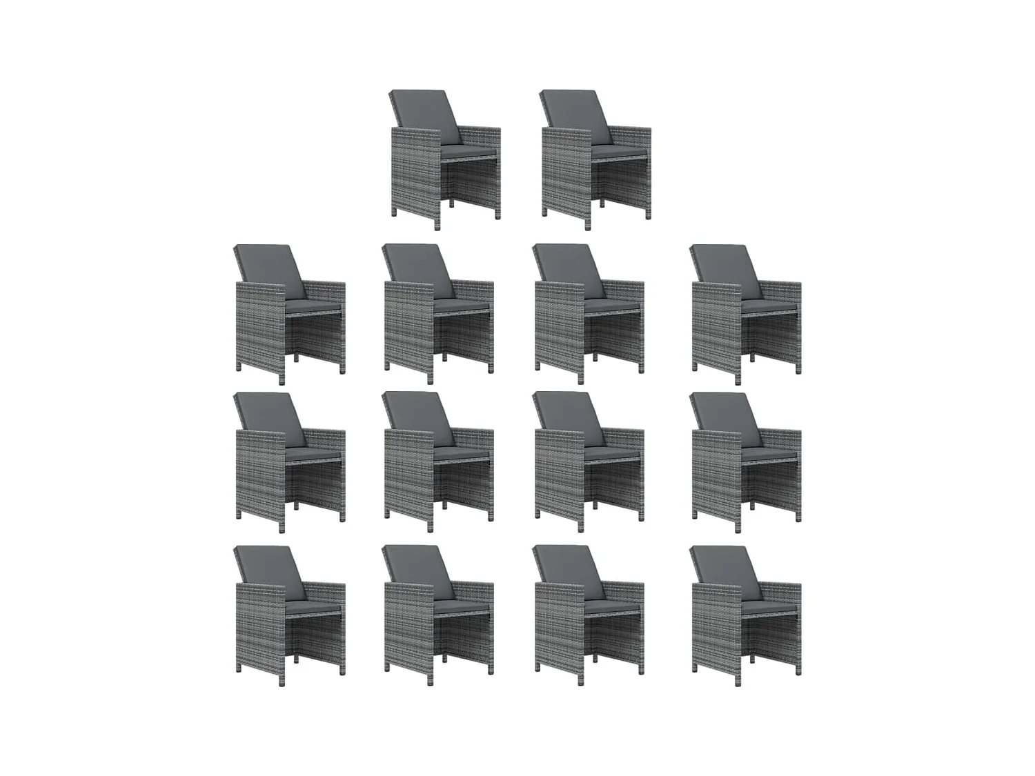 Browns Mills  Ensemble à manger de jardin coussins 15 pcs Résine tressée Gris