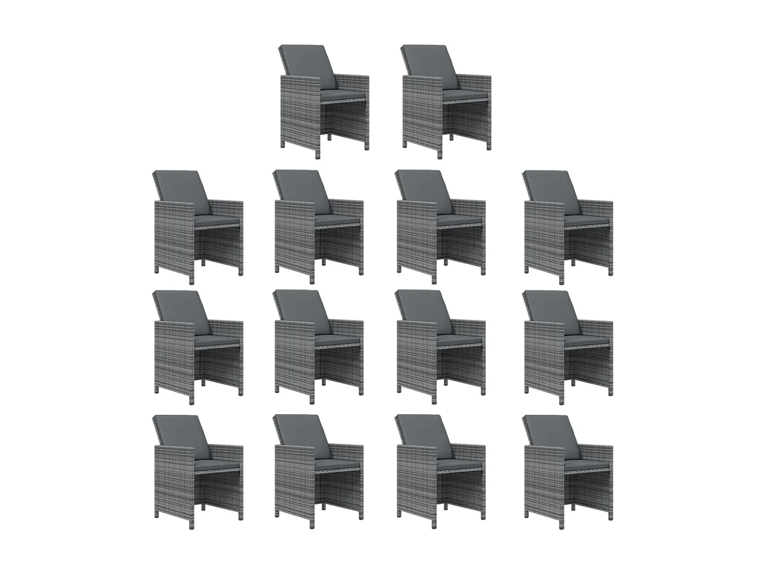 Browns Mills  15-delige Tuinset met kussens poly rattan grijs