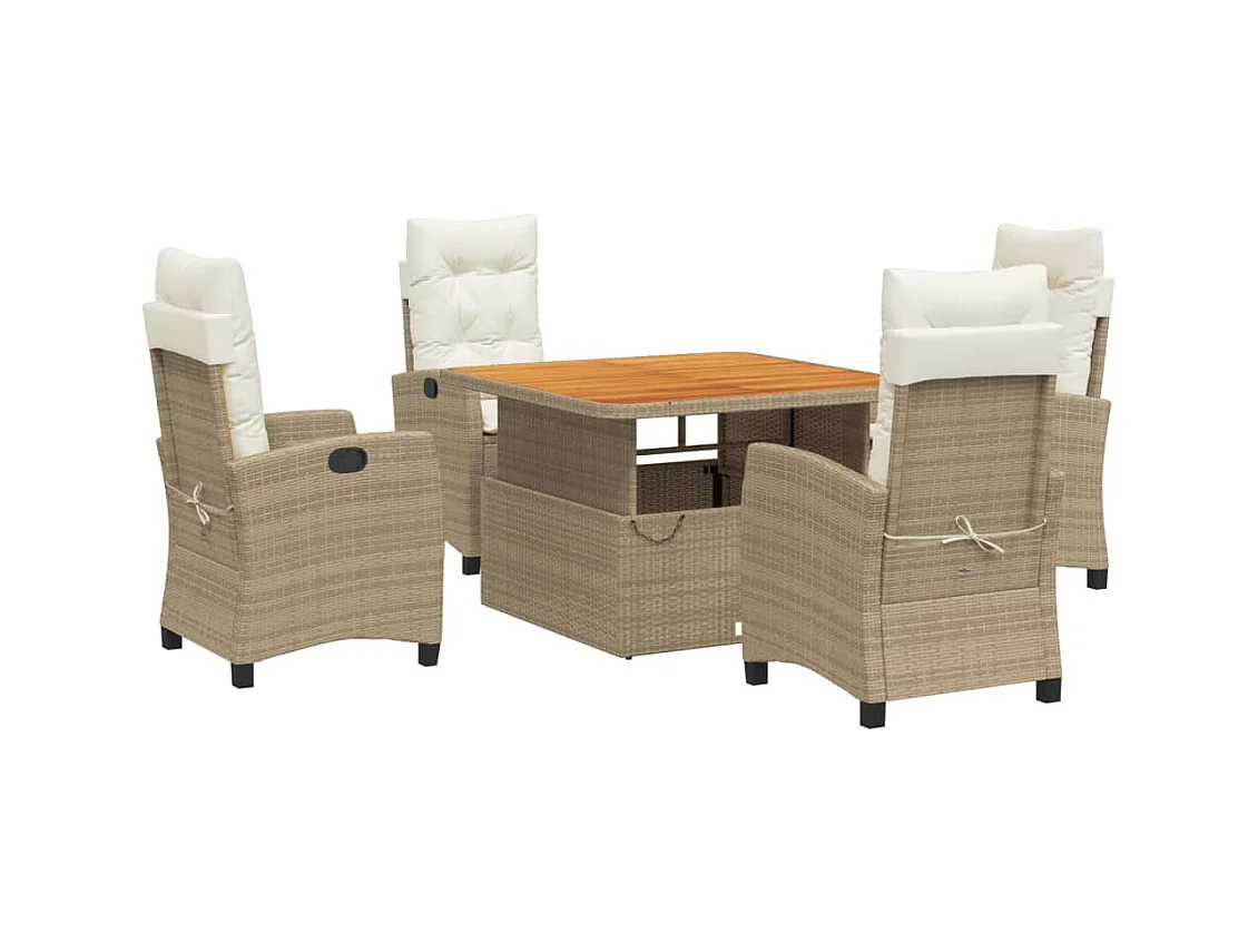 Brazil  5-delige Tuinset met kussens poly rattan beige