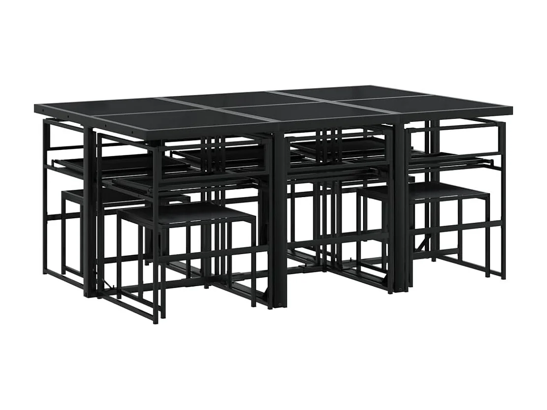 Myrena  Ensemble à manger de jardin avec coussins 11 pcs noir textilène