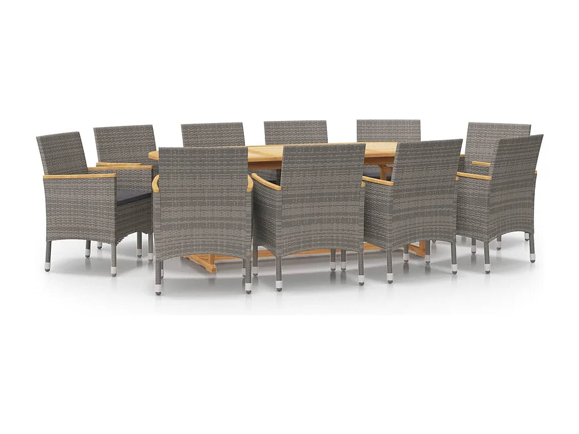 Garden Furniture -  Ensemble à manger de jardin 11 pcs avec coussins Gris