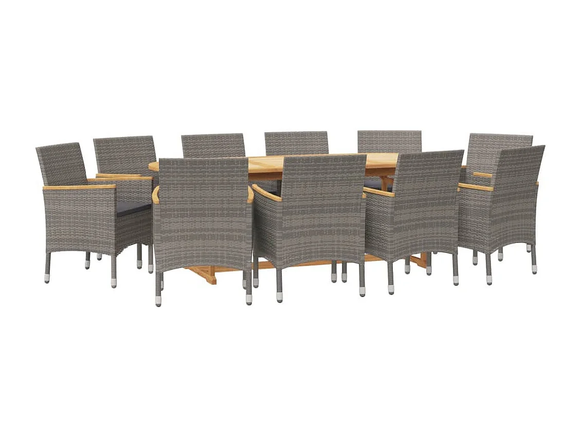 Garden Furniture -  Ensemble à manger de jardin 11 pcs avec coussins Gris