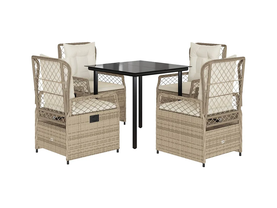 Garden Furniture -  5-delige Tuinset met kussens poly rattan beige