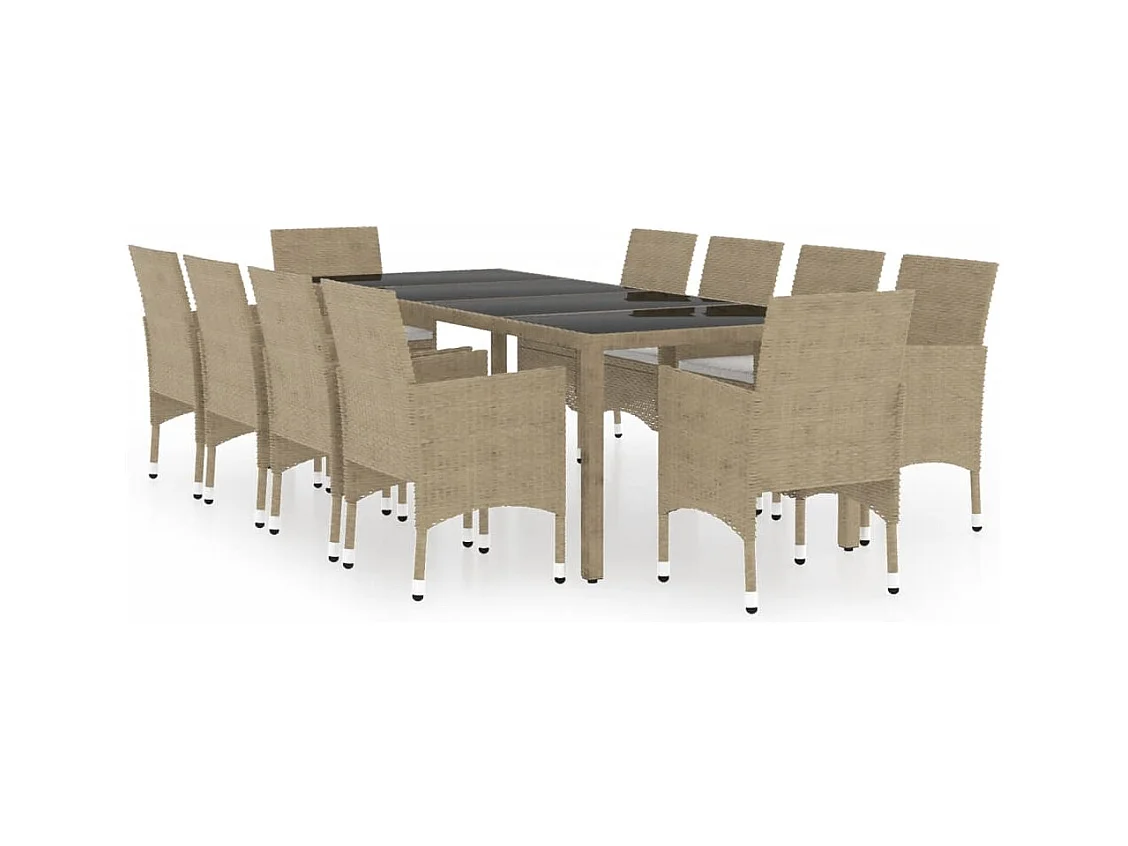 Havron  Ensemble à manger de jardin 11pcs Résine tressée Beige