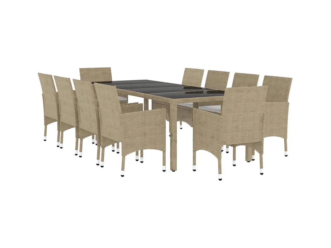 Havron  Ensemble à manger de jardin 11pcs Résine tressée Beige