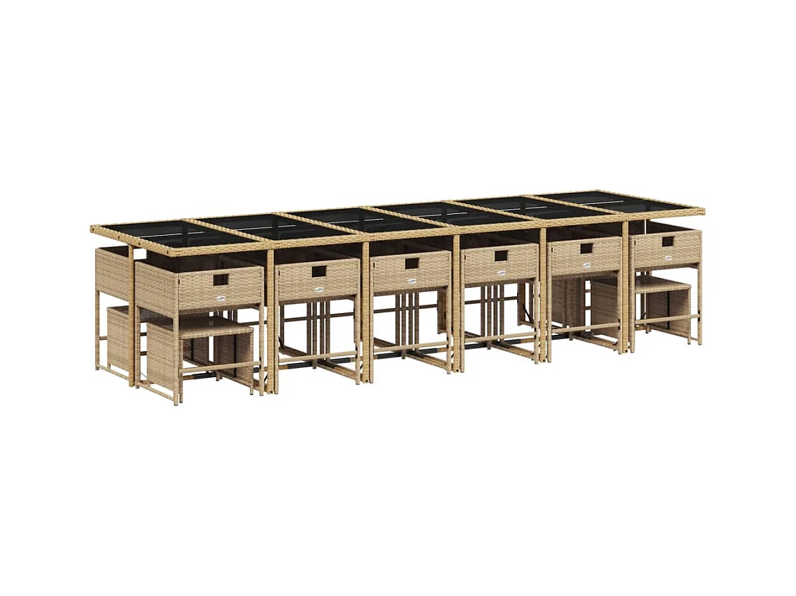 Kirkland  Ensemble à manger de jardin et coussins 17 pcs beige