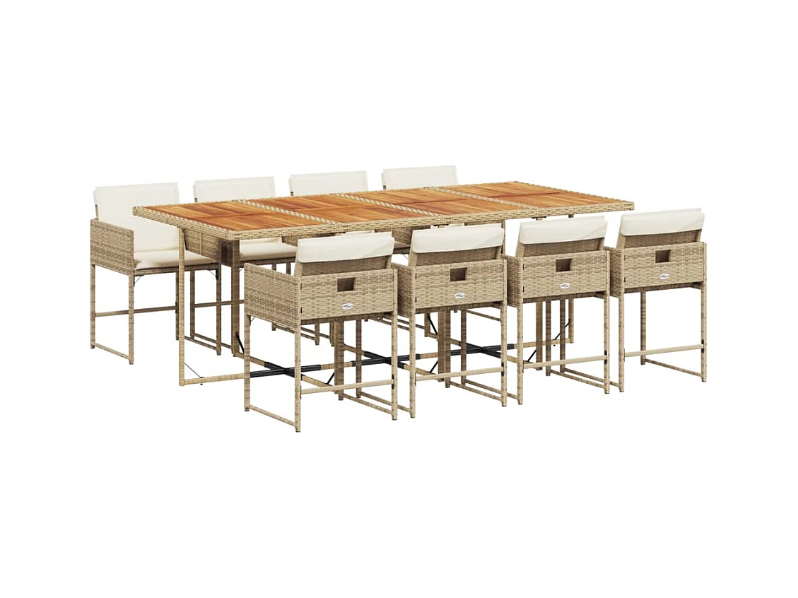 Sener  9-delige Tuinset met kussens poly rattan beige