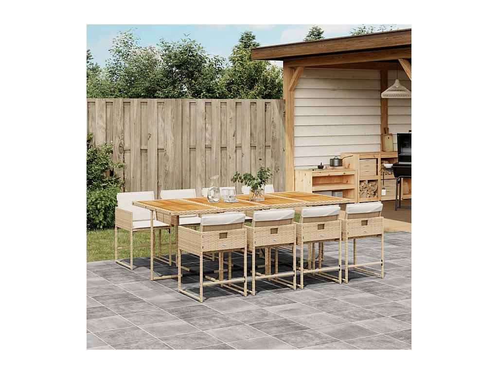 Sener  9-delige Tuinset met kussens poly rattan beige