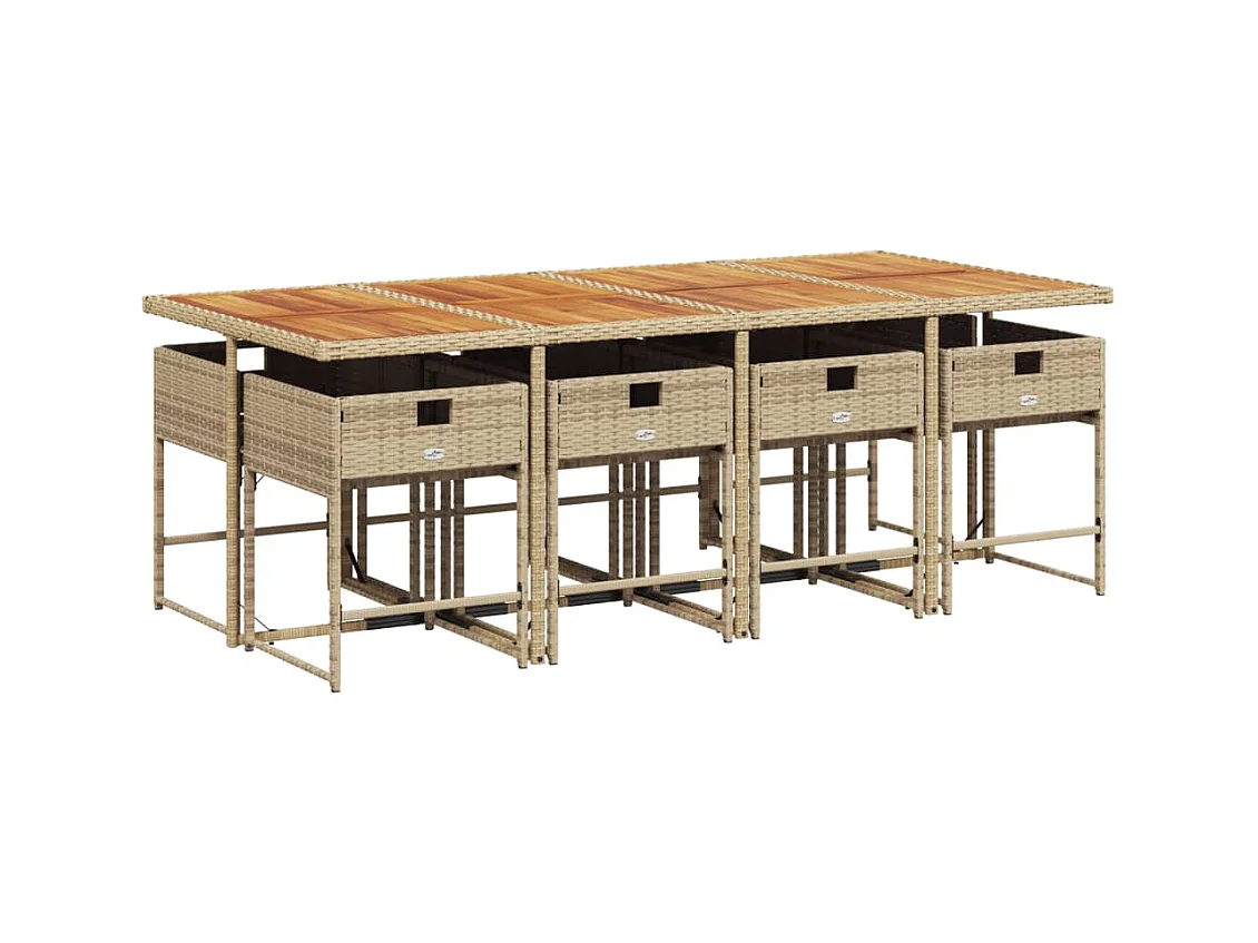 Sener  9-delige Tuinset met kussens poly rattan beige