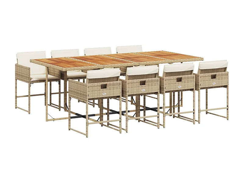 Sener  Ensemble à manger de jardin et coussins 9 pcs beige Poly rotin