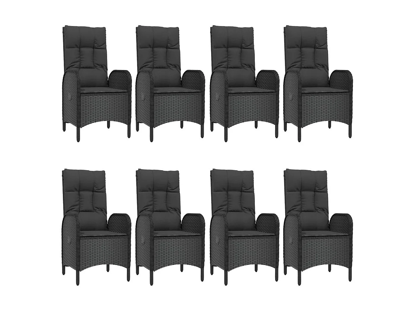 De Haan  Ensemble à manger jardin 9pcs et coussins noir résine tressée