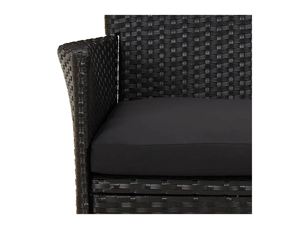 Niels-Jan  Ensemble à manger de jardin coussins 7pcs Noir Résine tressée