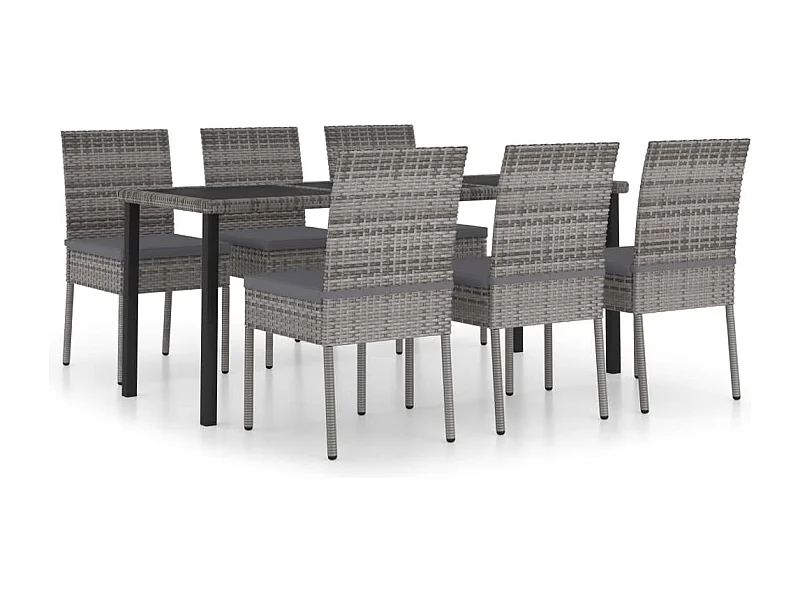 Timothy  7-delige Tuinset poly rattan grijs