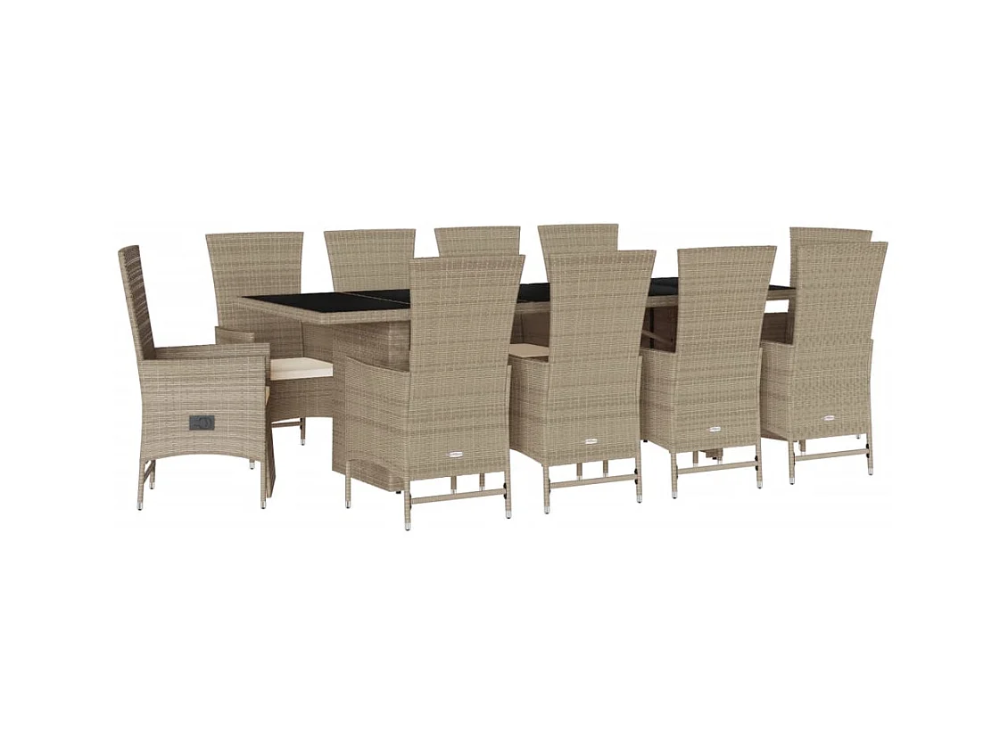 Greenlawn  11-delige Tuinset met kussens poly rattan beige