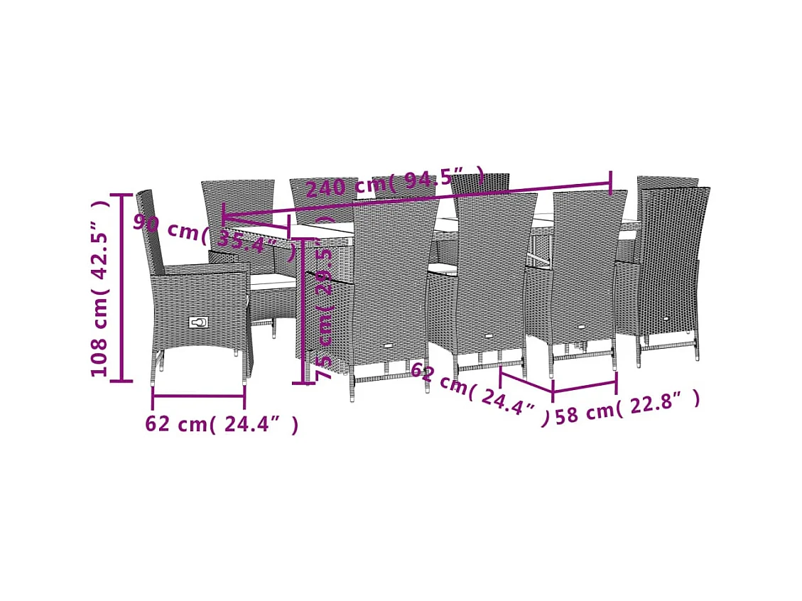 Greenlawn  11-delige Tuinset met kussens poly rattan beige