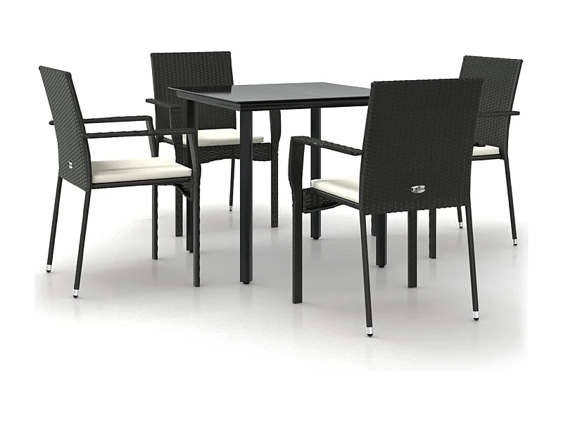 Karl Mason  5-delige Tuinset met kussens poly rattan zwart