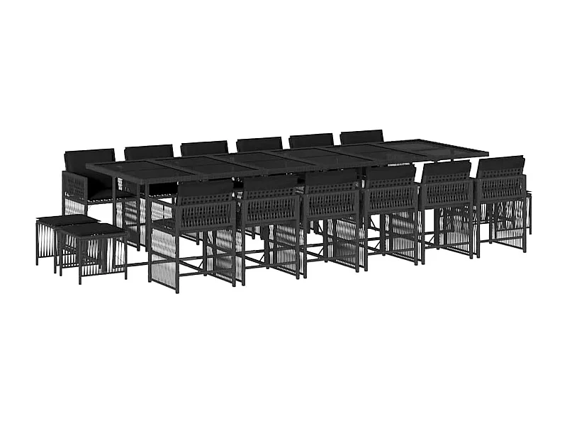 Laura Lucía  17-delige Tuinset met kussens poly rattan zwart