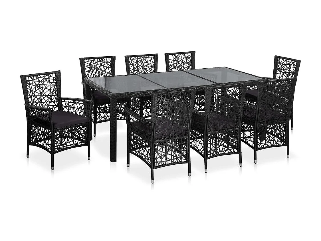 Worin  Ensemble à manger d'extérieur 9 pcs Résine tressée Noir