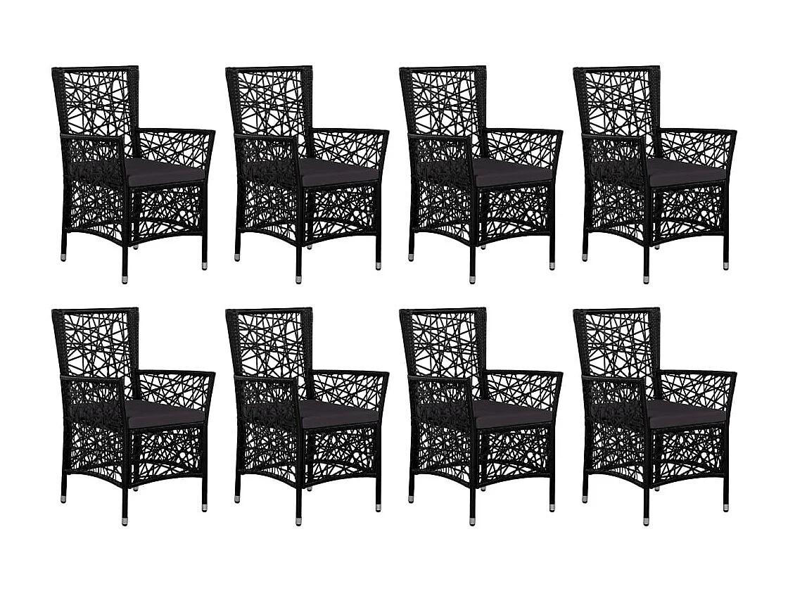 Worin  Ensemble à manger d'extérieur 9 pcs Résine tressée Noir