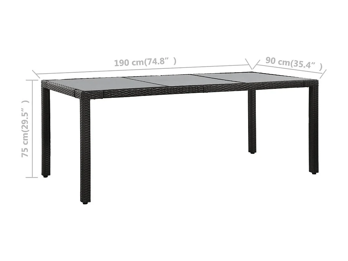 Worin  Ensemble à manger d'extérieur 9 pcs Résine tressée Noir