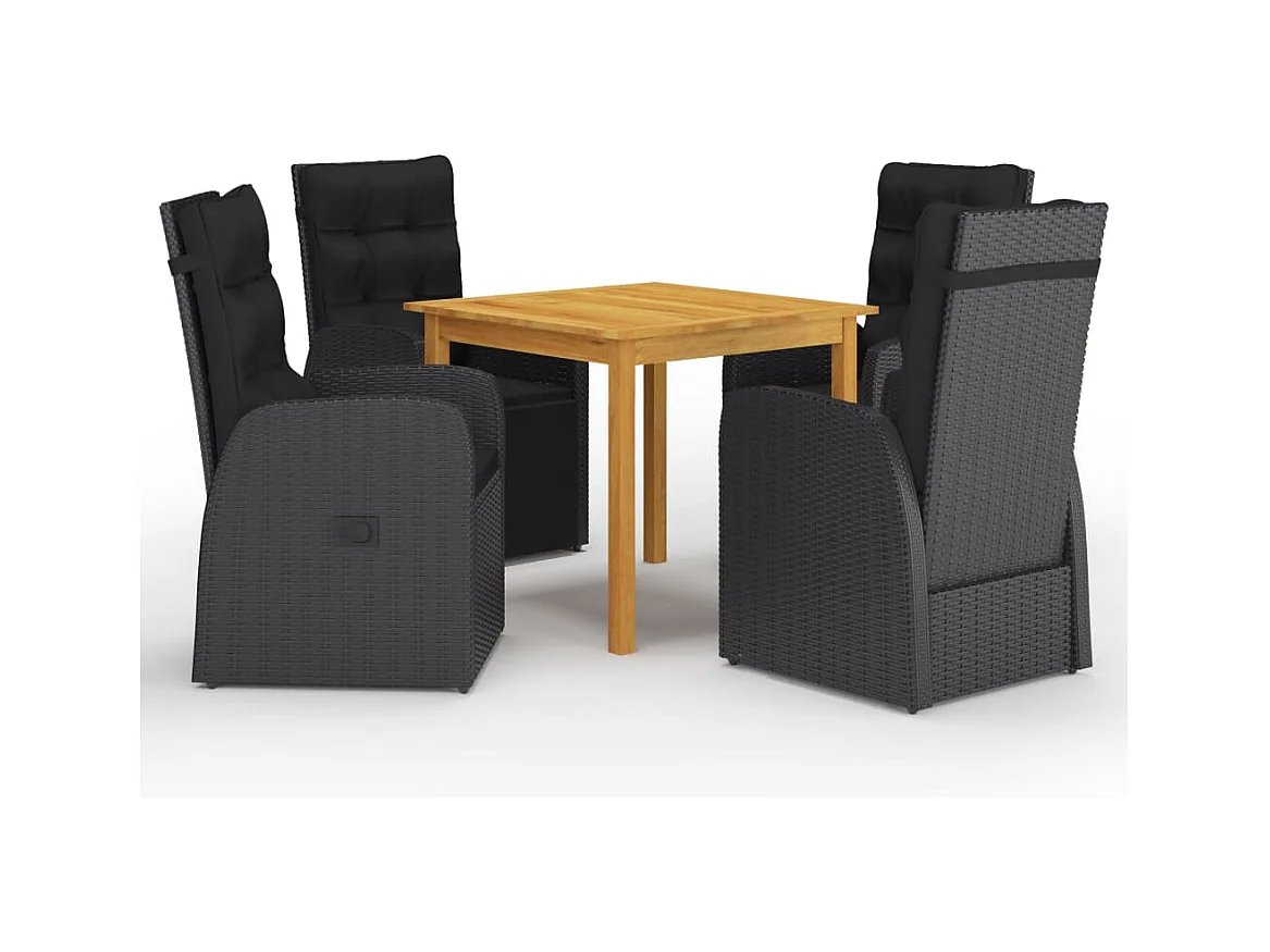 Jean-René-Louis  Ensemble à manger de jardin 5 pcs Noir