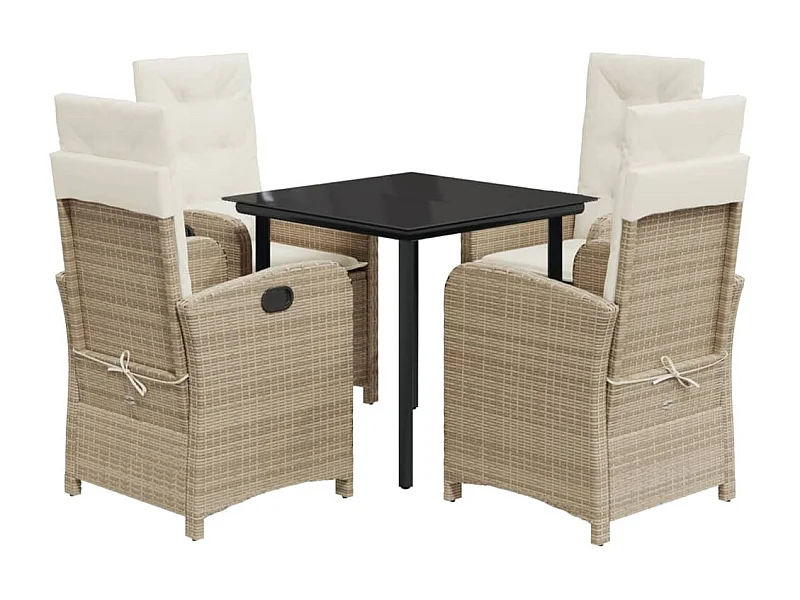 Castlefinn  5-delige Tuinset met kussens poly rattan beige