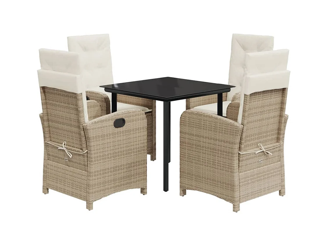 Castlefinn  5-delige Tuinset met kussens poly rattan beige