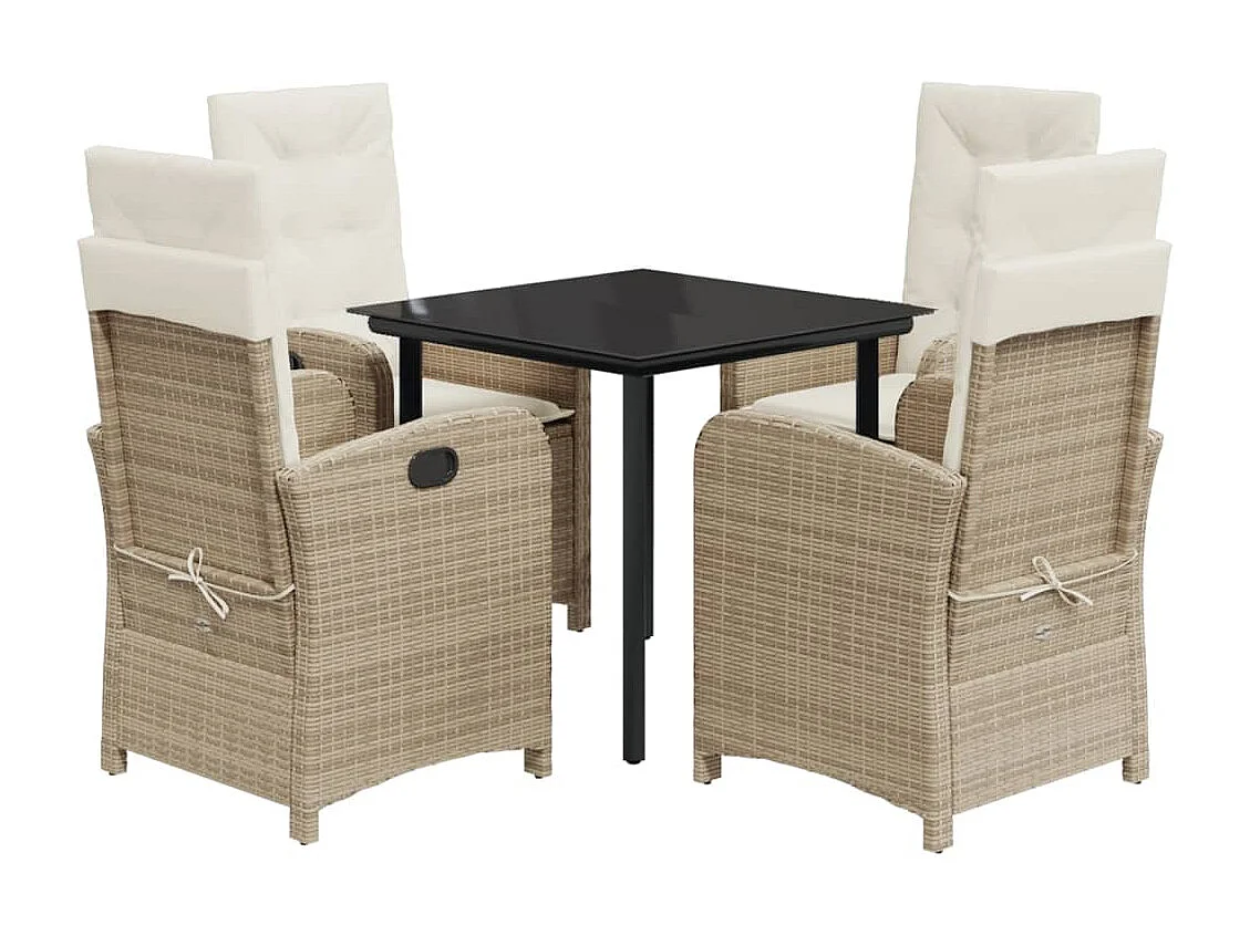 Castlefinn  5-delige Tuinset met kussens poly rattan beige