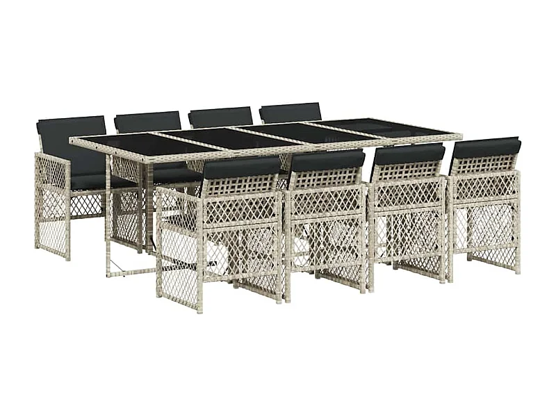 Connersville  9-delige Tuinset met kussens poly rattan lichtgrijs