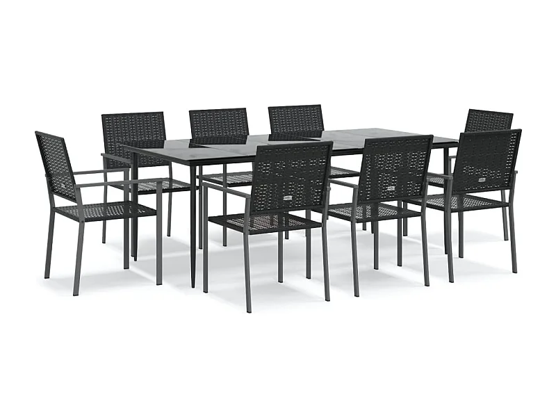 Croughevoe  Ensemble à manger de jardin 9 pcs résine tressée acier