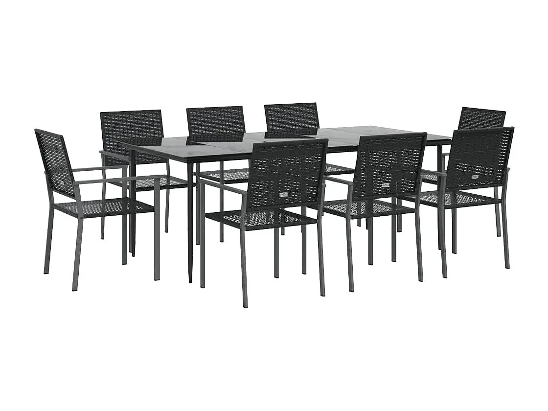 Croughevoe  Ensemble à manger de jardin 9 pcs résine tressée acier