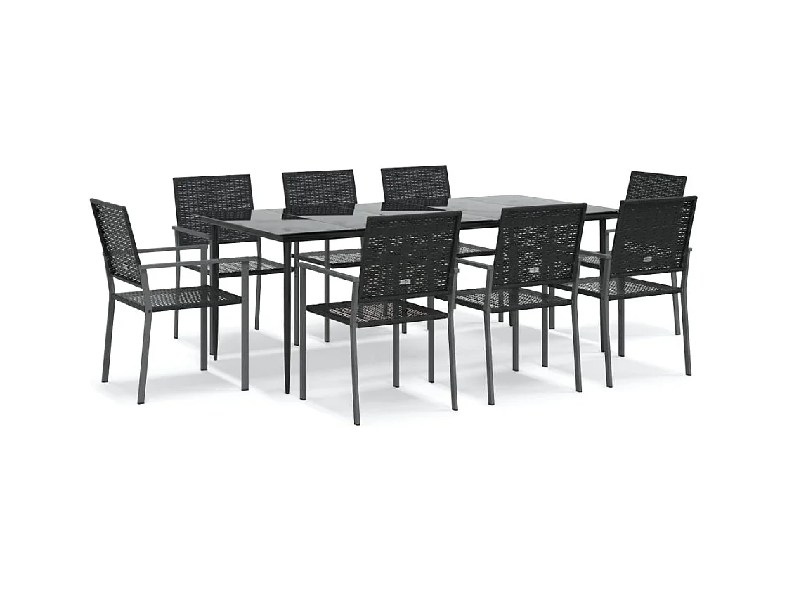 Croughevoe  Juego de comedor para jardín 9 piezas ratán sintético y acero