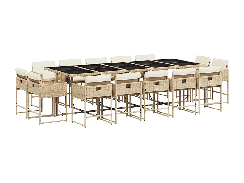 Brienne  15-delige Tuinset met kussens poly rattan beige