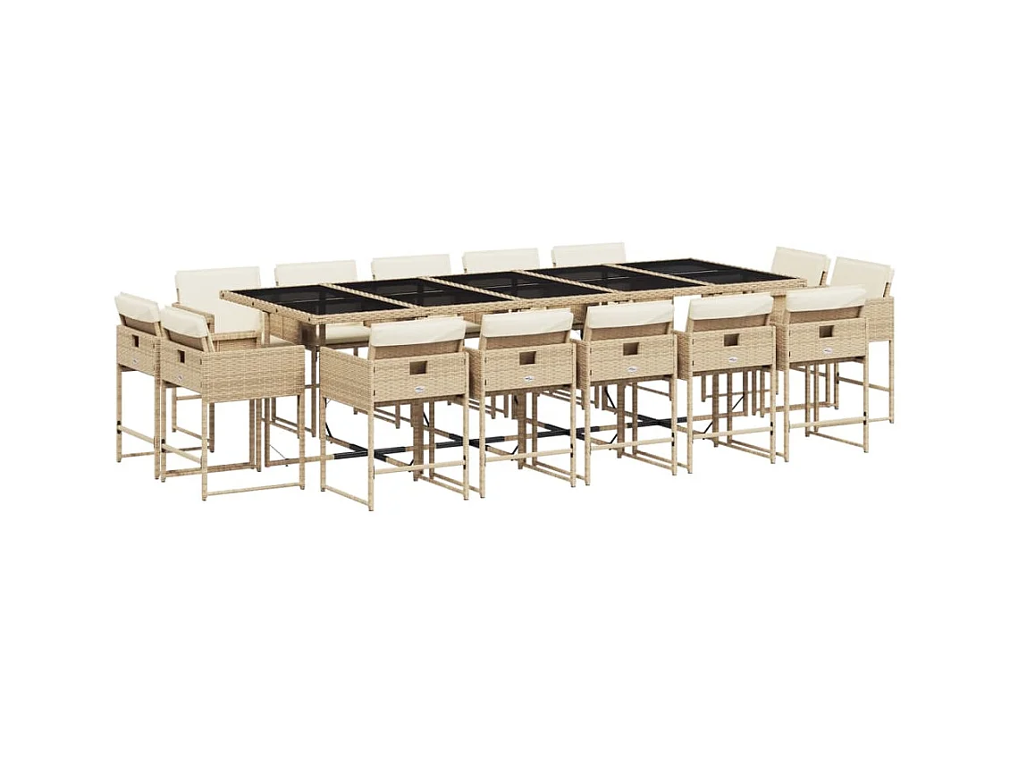 Brienne  15-delige Tuinset met kussens poly rattan beige