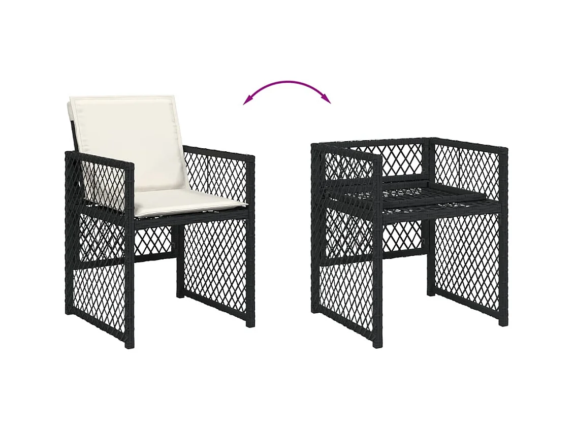 Connersville  Set de muebles jardín 5 pzas con cojines ratán sintético negro