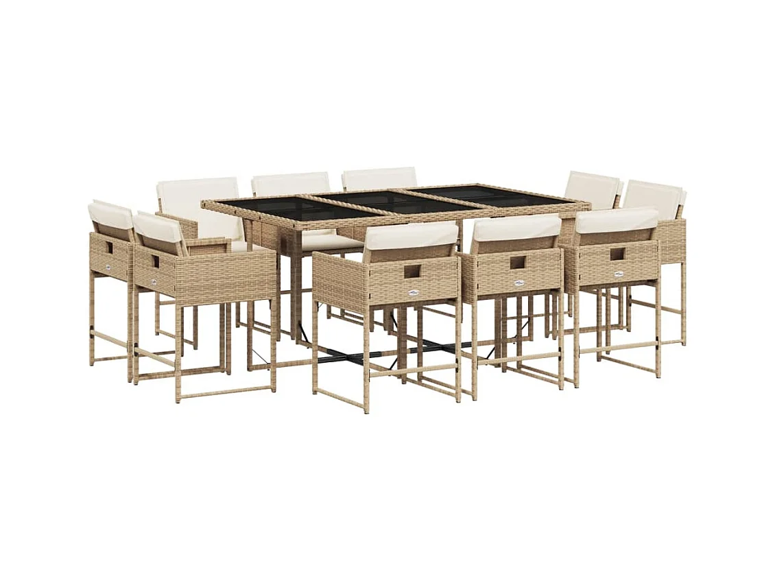 Brienne  11-delige Tuinset met kussens poly rattan beige