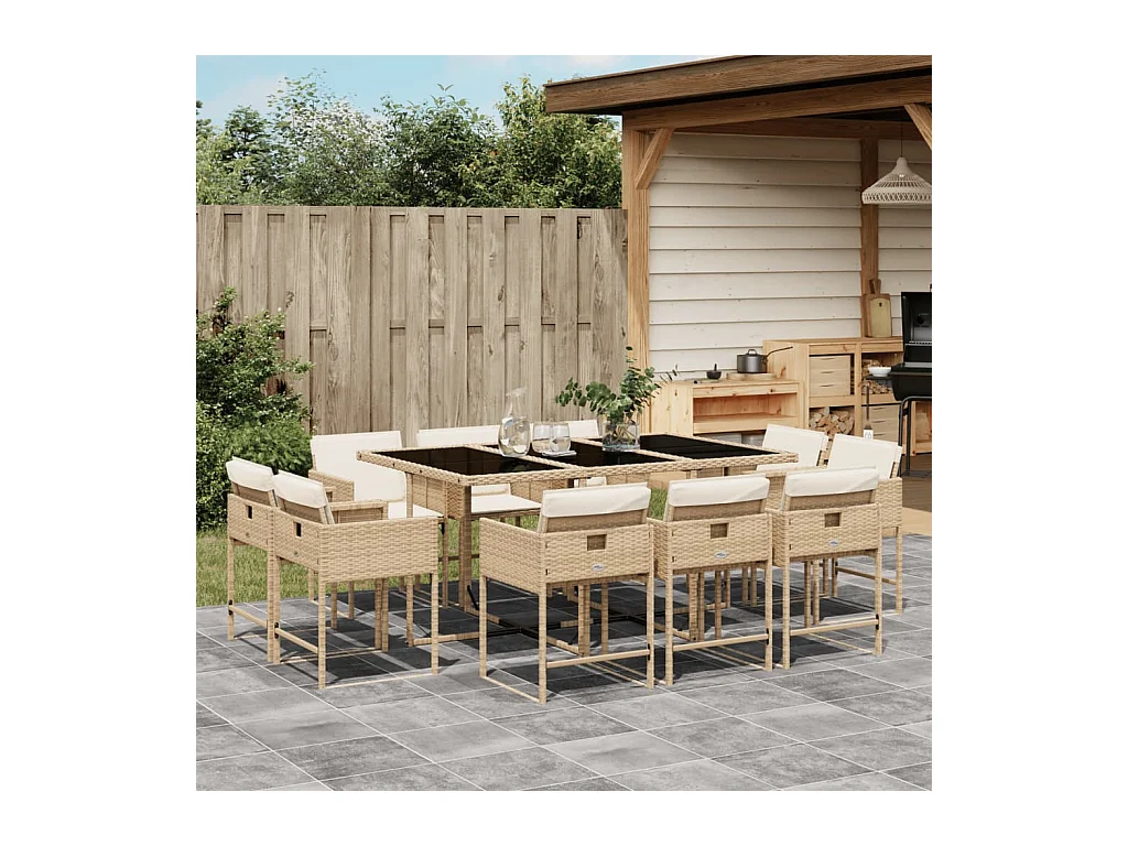 Brienne  11-delige Tuinset met kussens poly rattan beige