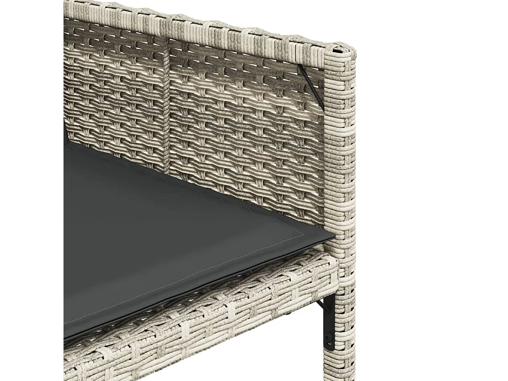 Brienne  Ensemble à manger de jardin et coussins 15 pcs gris clair rotin