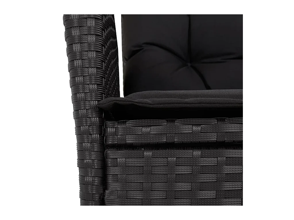 La Palma  Ensemble à manger de jardin 9pcs coussins noir résine tressée