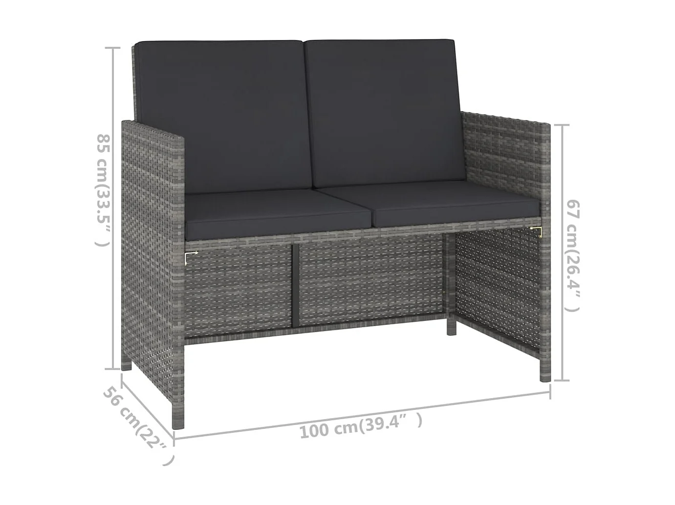 Sylara  Ensemble à manger d'extérieur 6pcs coussins Résine tressée Gris