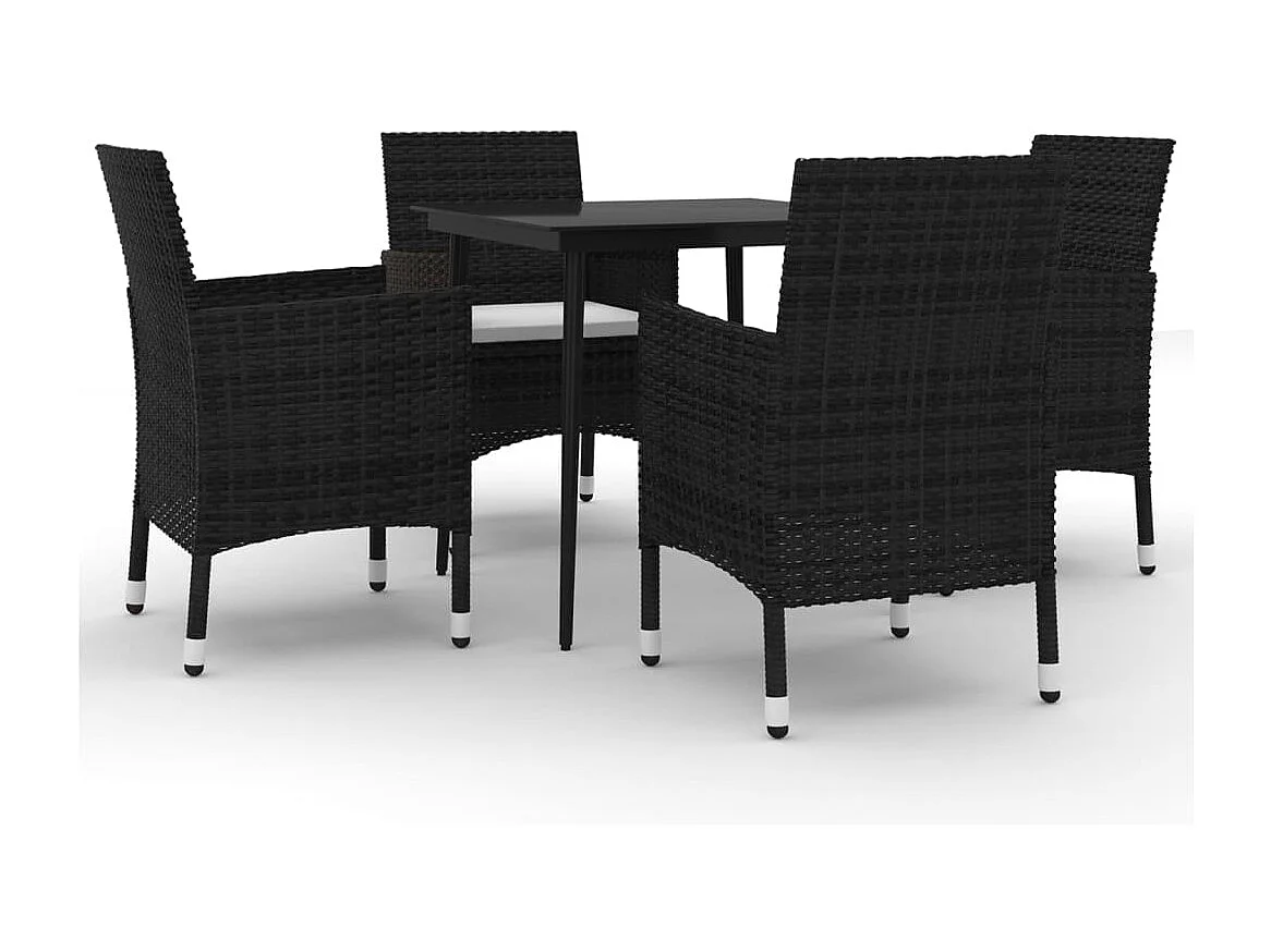 Carlinville  5-delige Tuinset met kussens poly rattan en glas