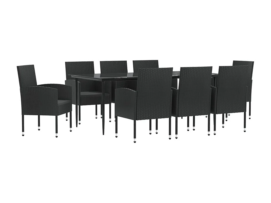 Lystrup  9-delige Tuinset poly rattan en staal zwart